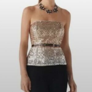 White House Black Market Sequin Metallic Ombre Bustier Size 4